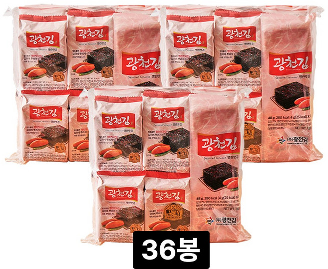 광천김 명란맛 김, 4g, 36개