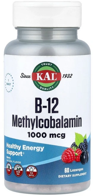 KAL B-12 메틸코발라민 베리 맛 1000mcg 60 사탕정, CAL53575, 1개, 60정 - 쿠팡