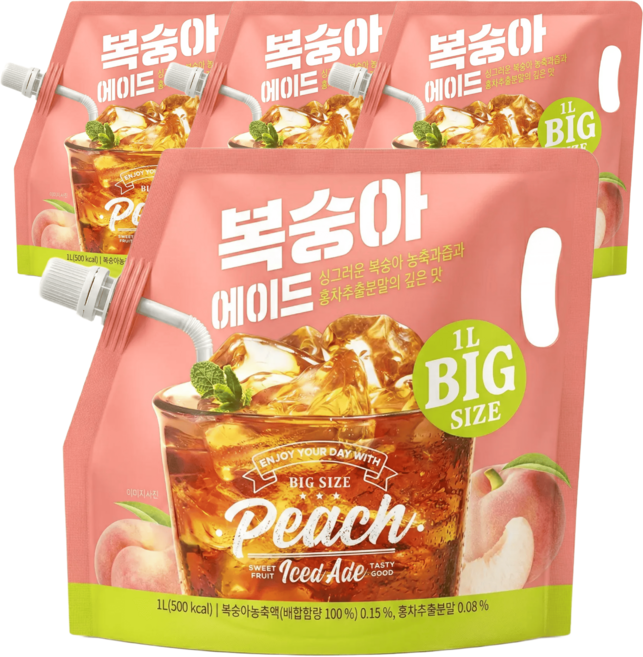 쟈뎅 복숭아 에이드 2026.07.16일까지, 4개, 1L