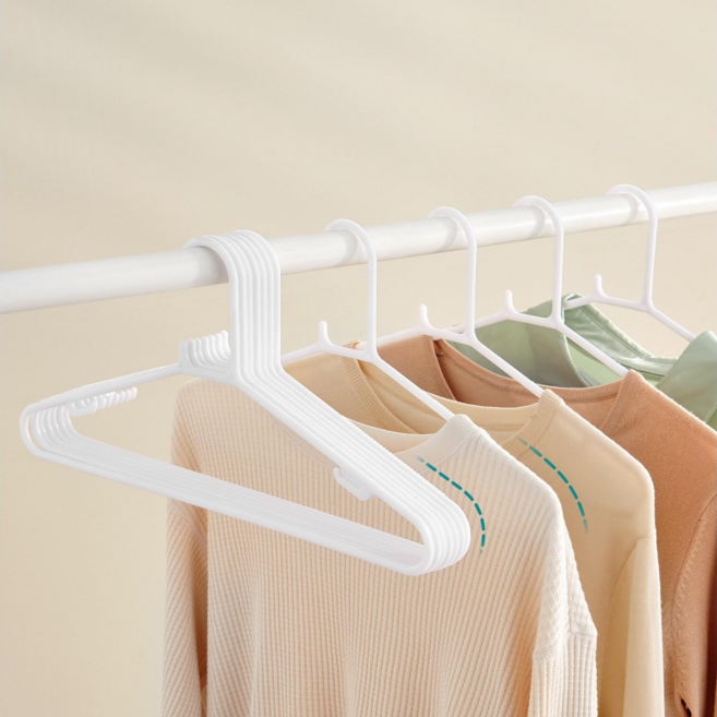 SONGMICS 어깨 뿔 방지 논슬립 플라스틱 옷걸이, 화이트, 50개