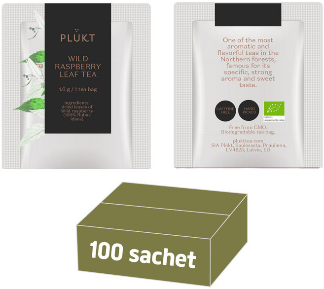 PLUKT 플룩트(플럭트)유기농 야생허브 와일드라즈베리 100티백 개별포장 대용량, 1개, 100개입, 1.6g
