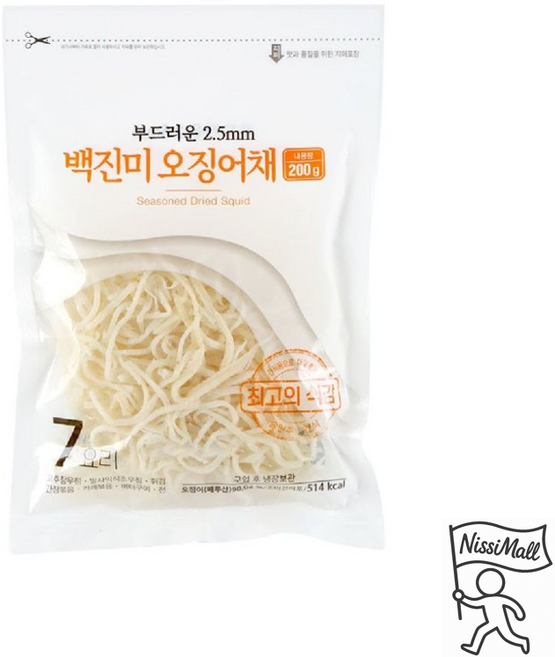부드러운 2.5mm 백진미 오징어채, 1개