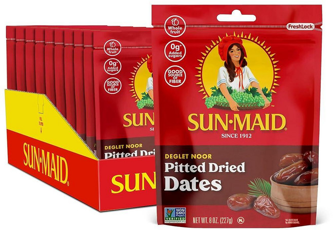 SUN-MAID 캘리포니아 씨 없는 건조 대추 스낵(10팩) California Pitted Dried Dates Snacks (10Pack), 1개, 227ml