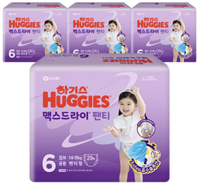 하기스 2024 맥스드라이 점보형 팬티형 기저귀 남여공용(14~19kg), 6단계, 116매