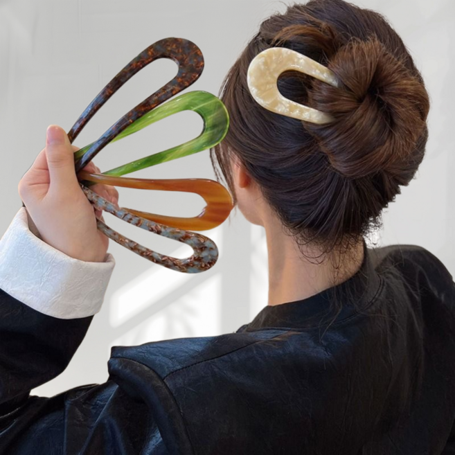 세련된 감성 셀룰로오스 U자형 비녀 헤어핀