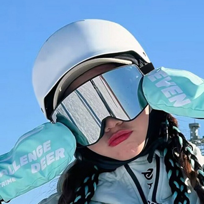 애몰라이트 스키 고글 스노우보드 고글 렌즈 고급형, 1개, 실버-미러렌즈