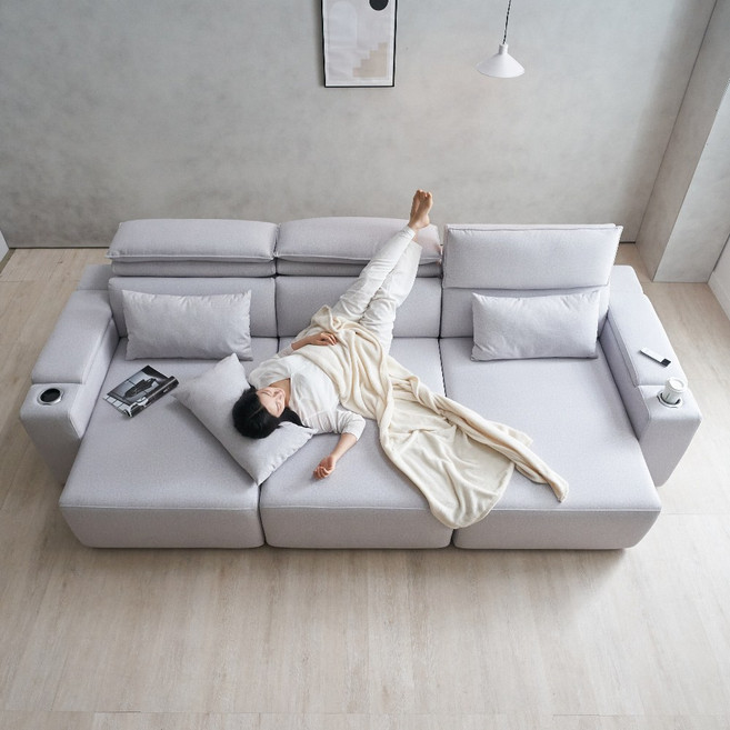 [에보니아] 모션 슬라이딩 전동 리클라이너소파 3인용/4인용 쇼파, 4_무브 4인용_라이트그레이