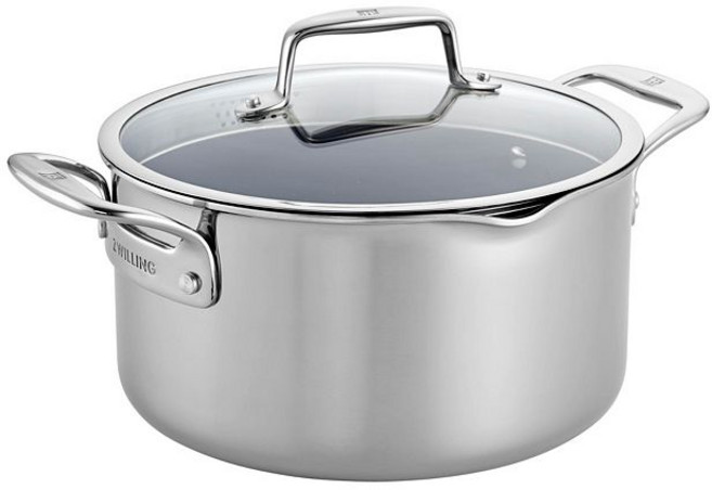 ZWILLING 즈윌링 클래드 CFX 6쿼트 더치 오븐 (거름망 뚜껑 및 따르기 쉬운 주둥이 포함) 10203866, Stainless Steel