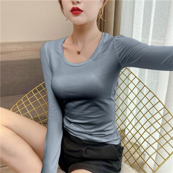 長袖T恤 大學t 素t 女生上衣 莫代爾打底衫
