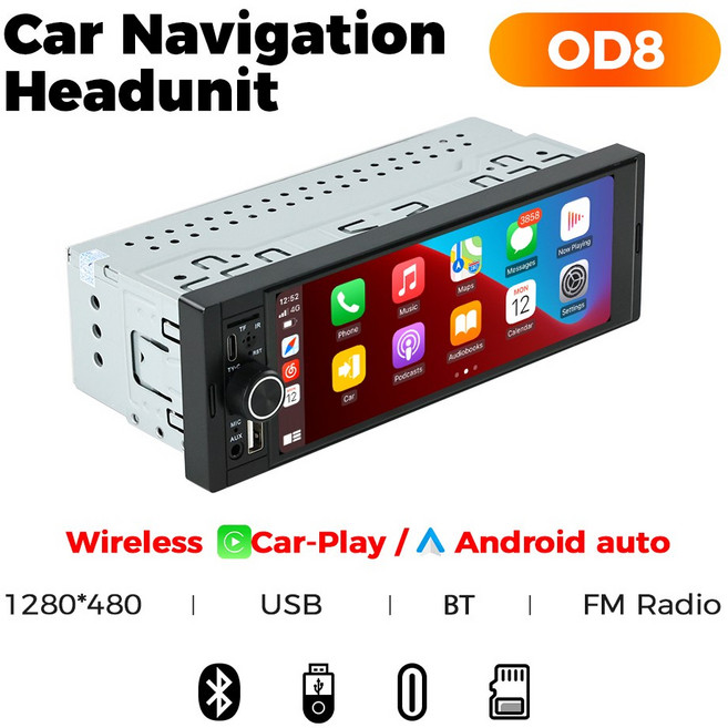 NaviFly 6.86 터치 스크린 1 Din 자동차 스테레오 멀티미디어 플레이어 무선 CarPlay 안드로이드 자동 범용 1DIN MP5 플레이어 FM 라디오