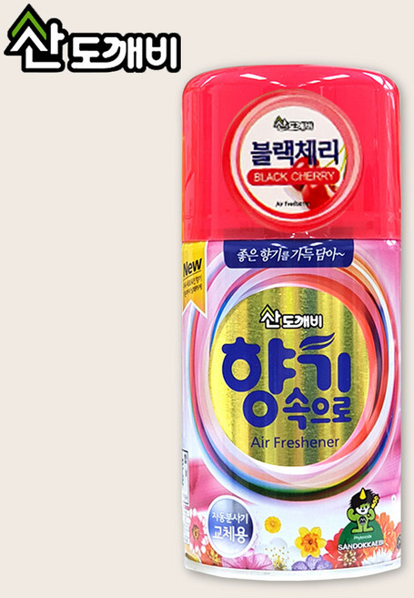 산도깨비 방향 탈취 자동분사기용 향캔 리필 블랙체리, 290ml, 17개