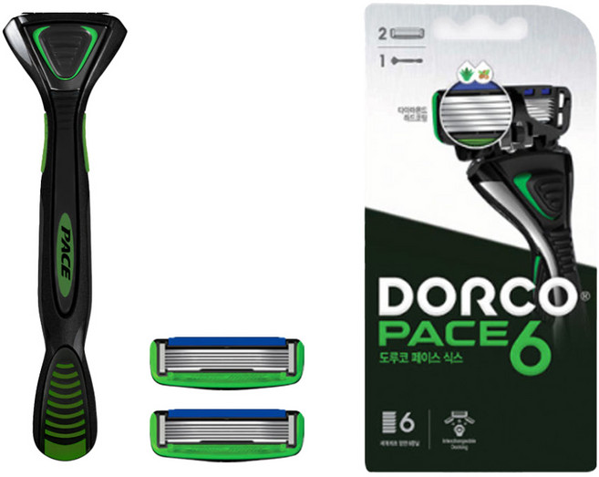 도루코 페이스6 면도기 핸들 1개+6중 면도기날 2개, 1세트, 1개