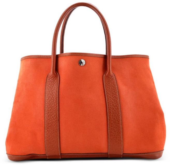 에르메스 중고 가든 파티 투알 앤 레더 36 토트 백