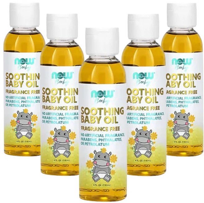 나우 푸드 진정 베이비 오일 향료 무함유 (4fl oz), 5개, 118ml - 쿠팡