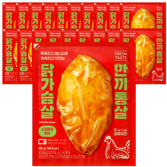 한끼통살 통살 닭가슴살 스리라차마요 20개입, 20개, 100g
