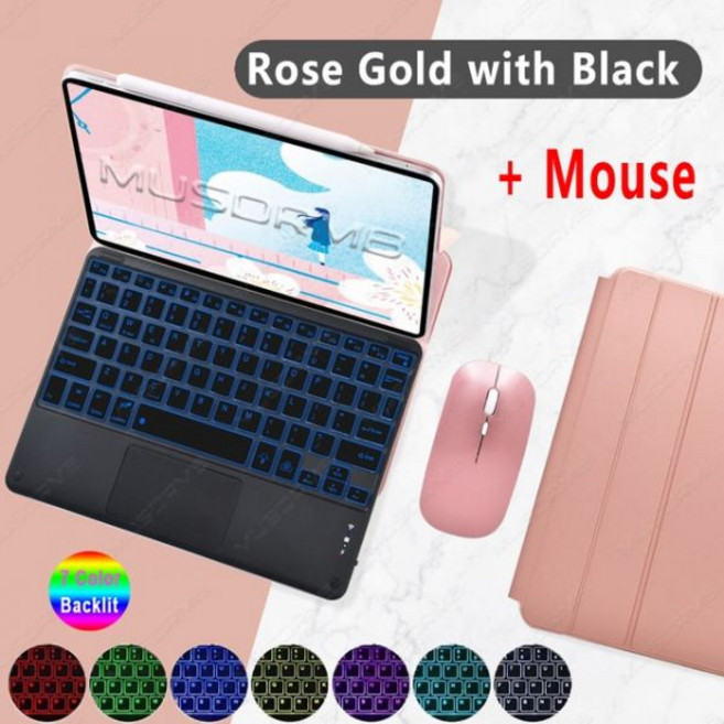 아이패드 케이스 매직키보드 백라이트 각도조절 터치패드, RGD&블랙+마우스, 프로 5 6세대 (12.9)), 1개