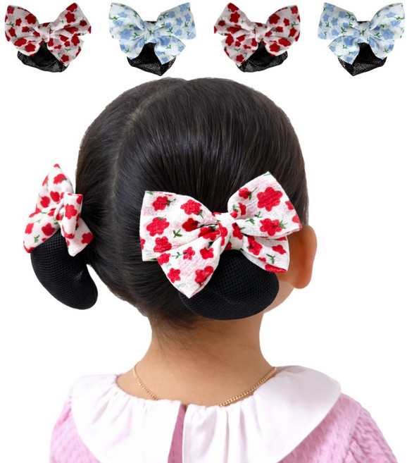 애셋맘 어린이 공주 발표회 봄꽃 머리핀 머리 헤어망 세트(4p)