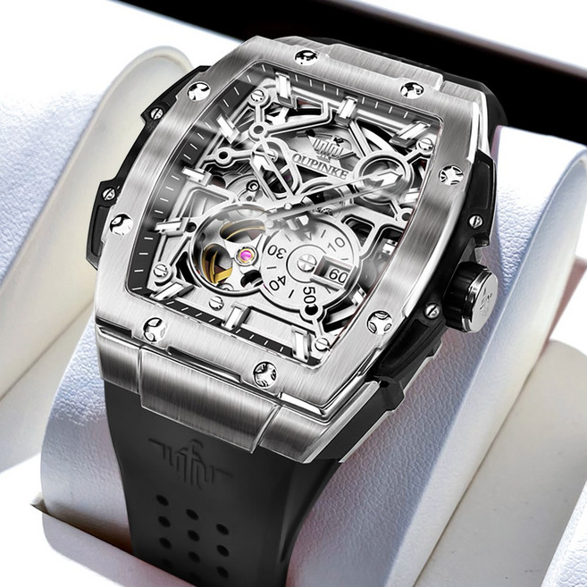 OUPINKE 남성 시계 정품 자동 기계식 오토매틱 럭셔리 명품 워터프루프 야광