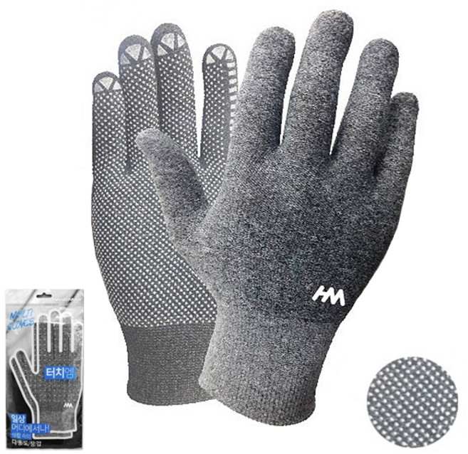 미끄럼 방지장갑 핸드맥스 터치엠(10켤레) 나일론돗트장갑 운전장갑 등산장갑, 그레이, 10개