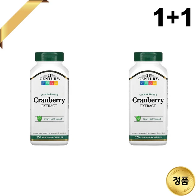 1+1 21세기센트리 크랜베리 ​​추출물 400mg 200 베지 캡슐 칼슘 비건 슈퍼푸드, 2개, 200정 - 쿠팡