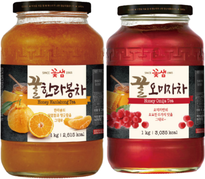 꽃샘 꿀차병 꿀한라봉 1kg+ 꿀오미자차 1kg, 1kg, 1개, 2개입