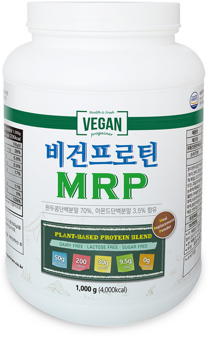 프로게이너 비건프로틴 완두콩단백질 PEA 프로틴쉐이크, 프로게이너 비건프로틴 MRP 1kg 순식물성 완두콩단백, 1kg, 1개