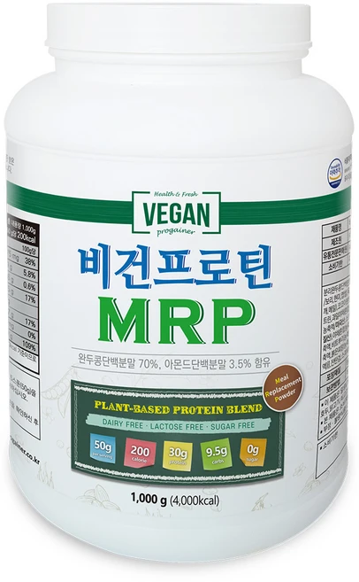 프로게이너 비건프로틴 완두콩단백질 PEA 프로틴쉐이크, 프로게이너 비건프로틴 MRP 1kg 순식물성 완두콩단백, 1kg, 1개 - 쿠팡