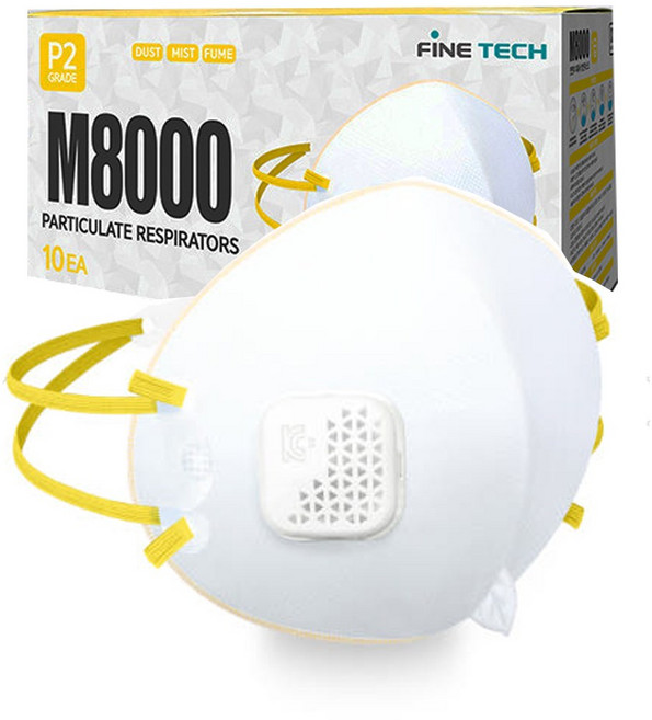 1급 방진마스크 정품 파인텍 M8000 1각 10매입 안면 여과식 방진 방역 방독 마스크, 1세트, 화이트