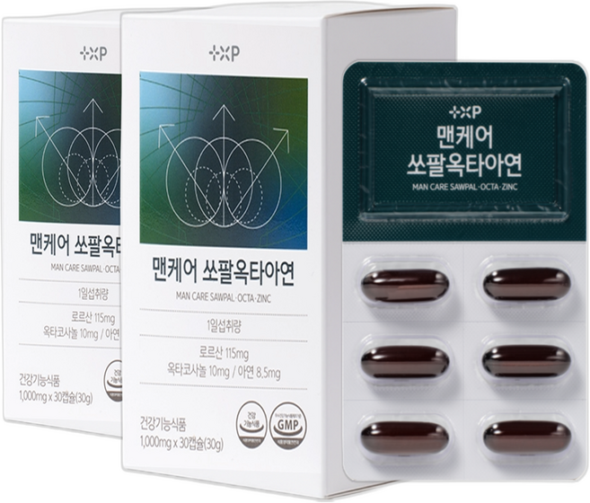 전립선 건강 기능 유지 활력 약국 쏘팔옥타아연 영양제, 2개, 30정