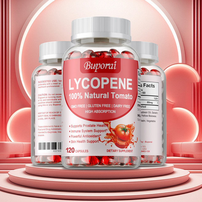 리코펜 100% 천연 토마토 120개 소프트젤 (전립선과 심장 건강 증진), 120정, 1개