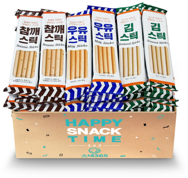 우유스틱 16g 15개 + 김스틱 16g 15개 + 참깨스틱 16g 15개 개별포장 대용량간식