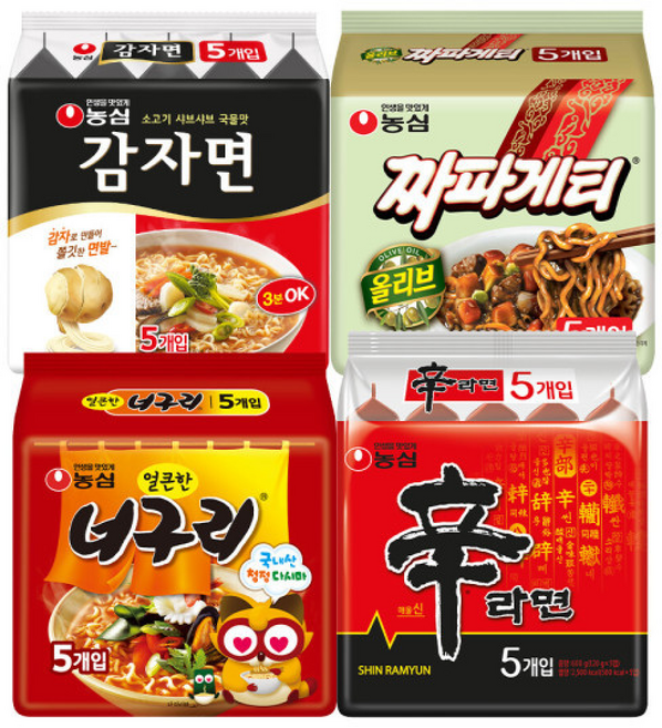 농심 신라면 +너구리 +짜파게티 +감자면