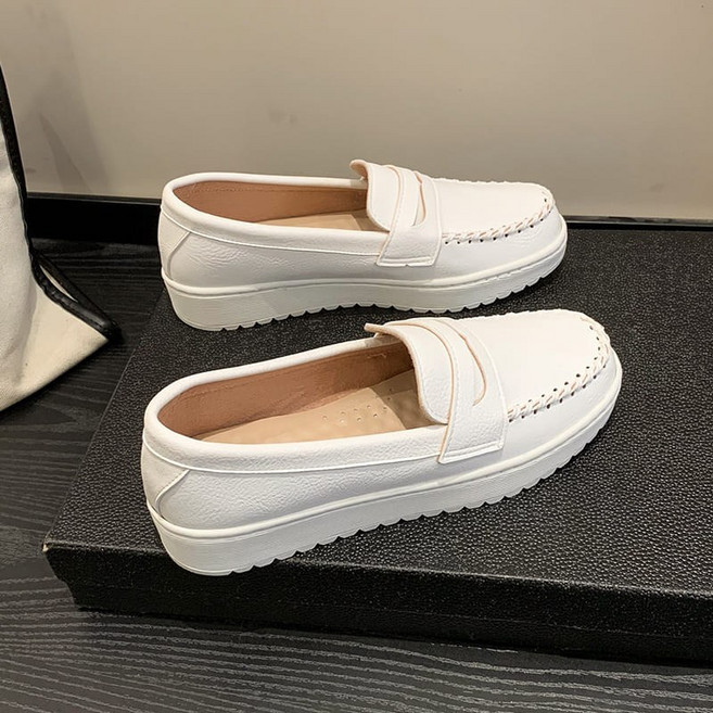 白鳥麗子 厚底樂福鞋 娃娃鞋 小白鞋 女款 工作鞋