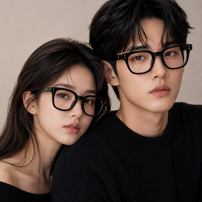 남녀공용 블루라이트 차단 뿔테 패션안경 + 케이스