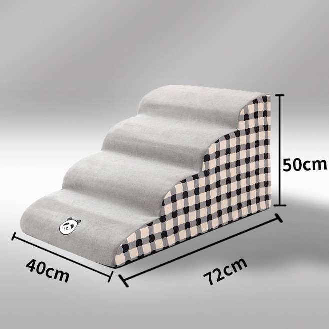 강아지 계단 스텝 슬개골 탈구 반려견 논슬립 탈착 세탁 디자인 패브릭 방수 곡선 슬라이드, 팬더 4단-높이 50cm, 1개
