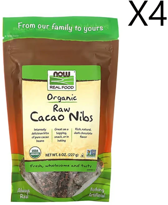 나우푸드 Real Food 유기농 무가공 카카오닙스 (8oz), 4개, 227g - 쿠팡