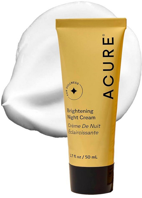 Acure 브라이트닝 나이트 크림 - 여성 및 남성용 래디언스 부스팅 나이트 페이스 크림 고르지 않은 피부 톤 및 칙칙함을 위한 수분 공급 및 활력 모이스처라이저 클로렐라