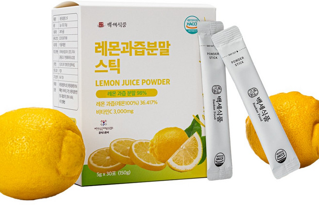 백세식품 레몬즙 레몬수 레몬 분말 스틱 5g, 1세트, 30회분