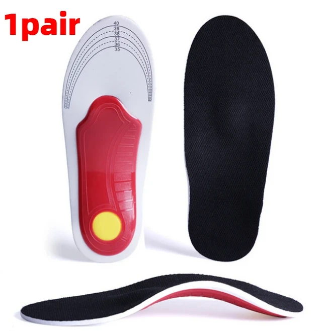 1/2/3Pairs EVA Orthotic 높은 아치 지원 Insoles 젤 패드 3D 플랫 피트 정형 외과 단독 발 통증 근막염, 01 red-1pair, 02 L (EU41-46)