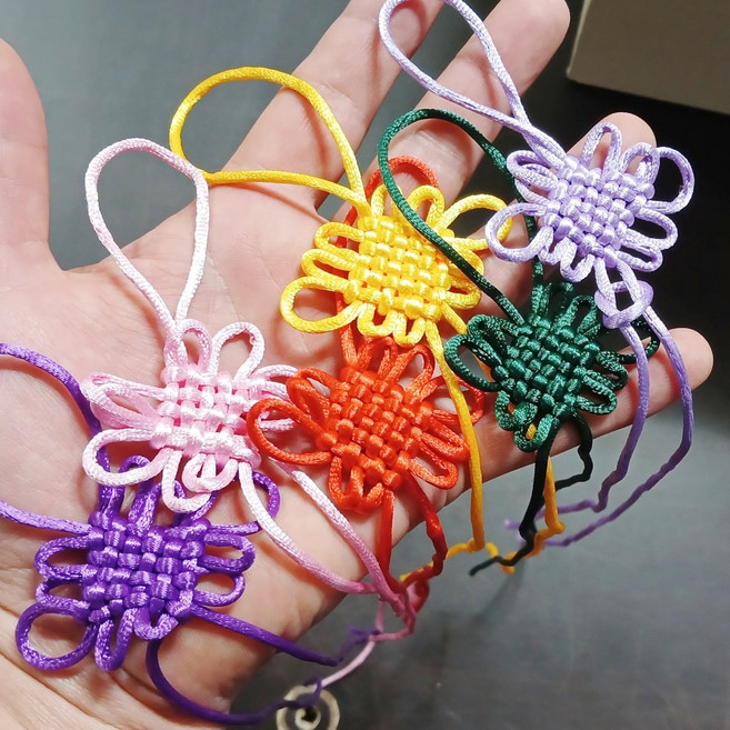 국화매듭끈/전통수술/노리개/장신구, 국화매듭끈 밝은초록, 1개