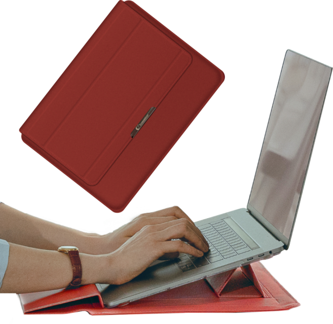 이코노미쿠스 거치대겸용 손목보호 노트북 파우치 가방 케이스, 레드, 1개
