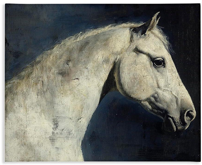 Stupell Industries 'Equine Companions Pair' 캔버스 아트 50.8 x 40.6cm(20 16인치) 걸기 쉽고 견고함 미국 제조 스베틀, 40"L x 30"W, Equine Blue Night