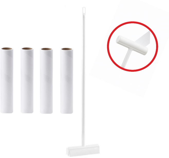 리빙대장 돌돌이 롱핸들 테이프클리너 24cm 사선커팅 + 거치대 + 리필4개, 1세트