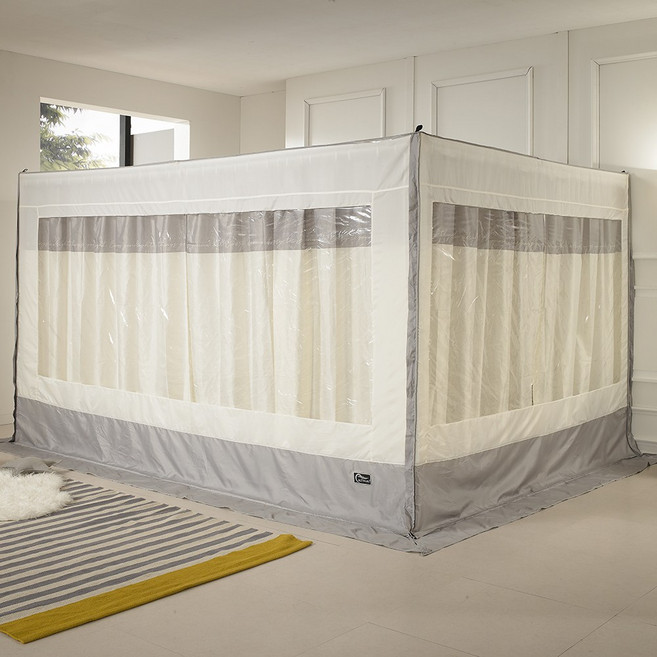 실내 보온 방한 침대 소프트 사각 난방 텐트(모던레터링) 외풍차단