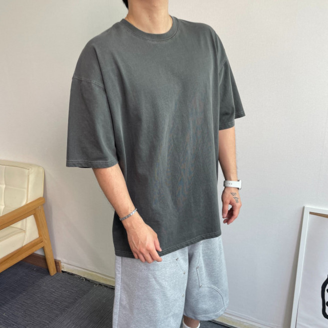 피그먼트 헤비웨이트 10수 두꺼운 오버핏 헬스 반팔티