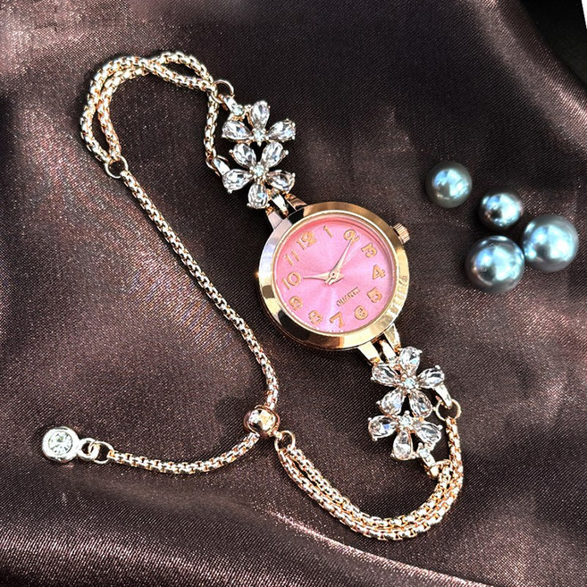 여성 시계 보석 장식 심플 지퍼형 팔찌 시계 데일리 선물 슬림소녀
