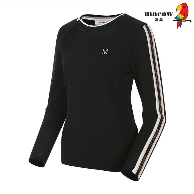 마코 (여성)소매 레터링 테이프 니트_MNW1SW61