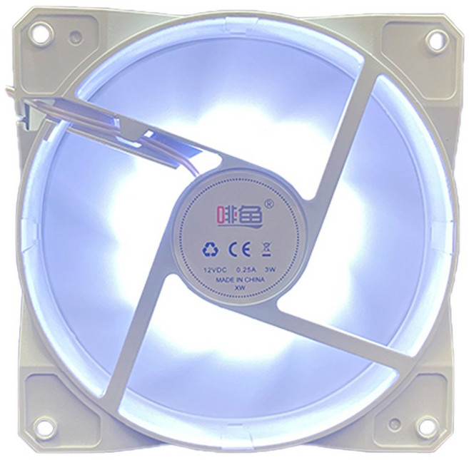啡魚 12公分機殼風扇 靜音高效散熱 4PIN接頭電腦散熱風扇, 白色, 1個, 無