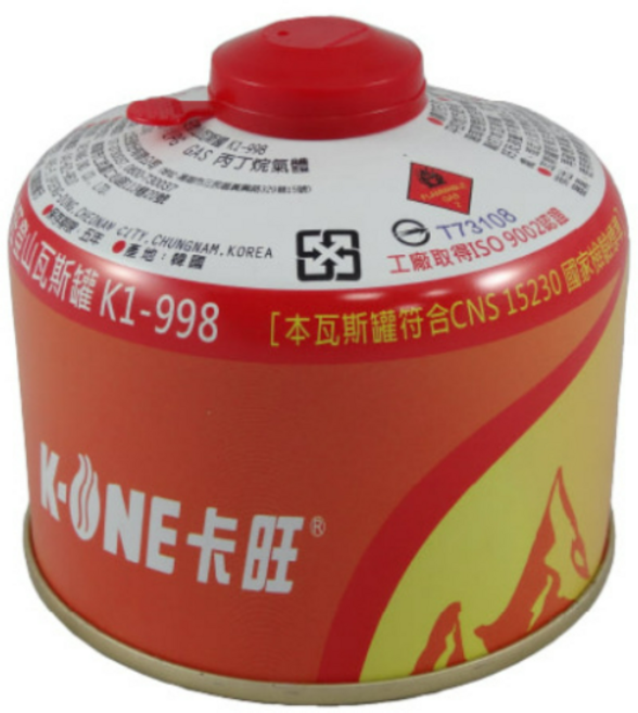 K-ONE 卡旺 登山瓦斯罐 K1-998 高山專用瓦斯罐 CNS認證, 1個, 宅配--【1單最多2箱48罐】, 230g