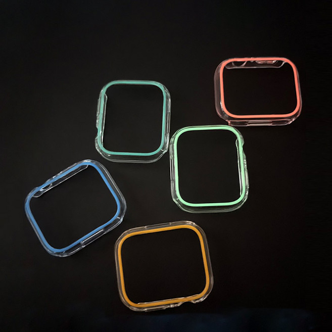 우먼스9999 애플워치 호환가능 7 6 5 4 3 SE 네온 야광 케이스, 블루